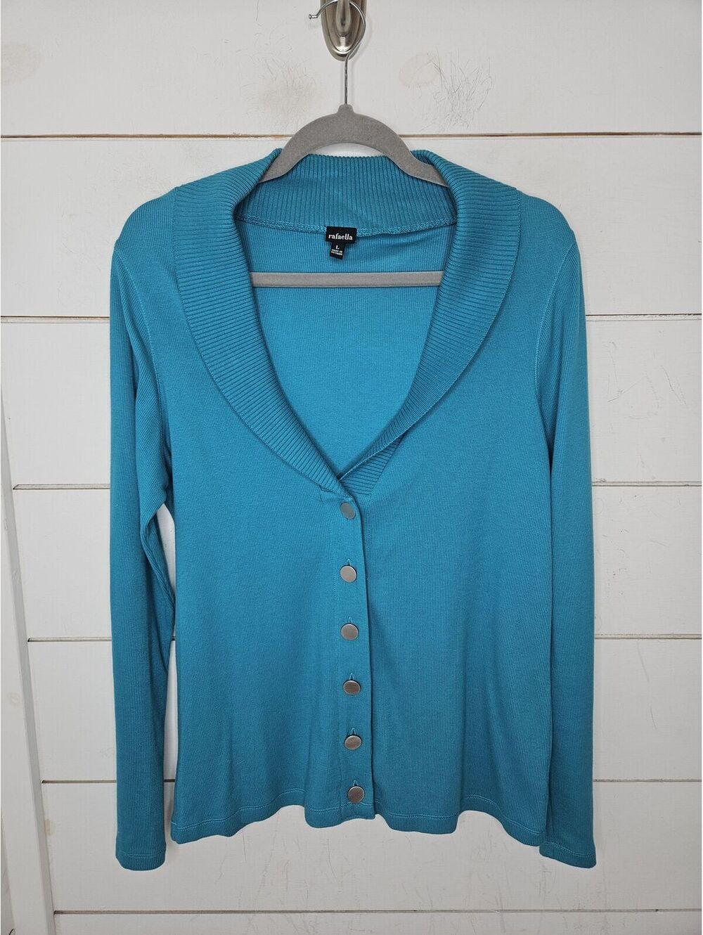 Y2K Rafaella large blue button up long cardigan sweater